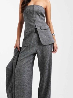 Salt and Pepper Bandeau Top and Pants Set